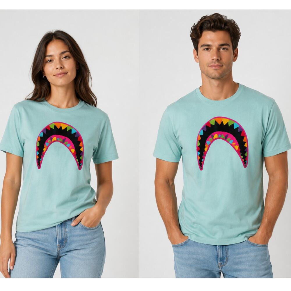 Eternity AC/DC Rainbow Sharkmouth T-Shirt Mint Unisex Size S Streetwear Casual